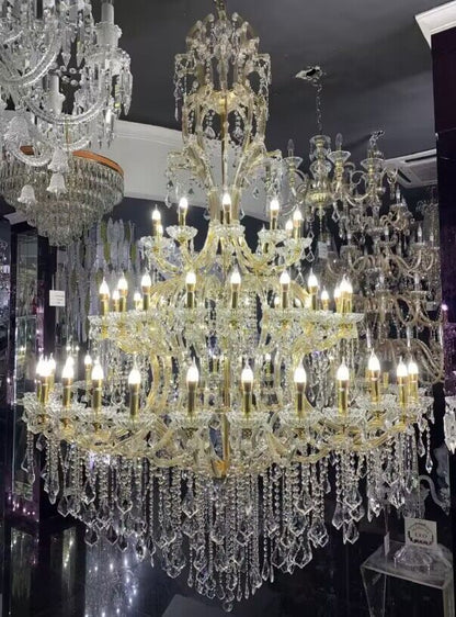 Oversized Luxury Traditional GBUd/Chrome Candle Branch Crystal Chandelier for 2-story/Duplex Buildings