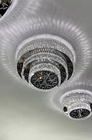 Oversized Modern Creative Flush Mount Round Multi-layers Crystal Pendant Chandelier for Living/Dining Room/Hallway