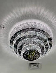 Oversized Modern Creative Flush Mount Round Multi-layers Crystal Pendant Chandelier for Living/Dining Room/Hallway