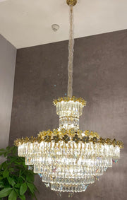 Modern Light Luxury Multi-tiered Round Ctystal Chandelier for Living Room/Staircase/Foyerï¼?gold finish, butterfly ,flower