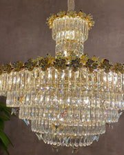 Modern Light Luxury Multi-tiered Round Ctystal Chandelier for Living Room/Staircase/Foyerï¼?gold finish, butterfly ,flower