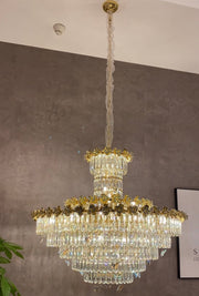 Modern Light Luxury Multi-tiered Round Ctystal Chandelier for Living Room/Staircase/Foyerï¼?gold finish, butterfly ,flower