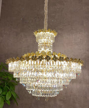 Modern Light Luxury Multi-tiered Round Ctystal Chandelier for Living Room/Staircase/Foyerï¼?gold finish, butterfly ,flower