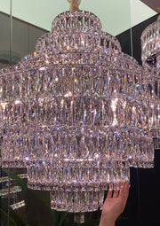 Delicate Light Luxury Multi-layers Silver Round Crystal Chandelier For Living/Dining Room/Bedroom/Cloakroom