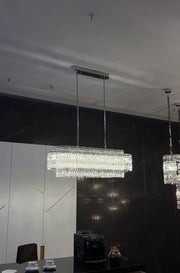 Stunning Modern Rectangle Sliver Ceiling Light Crystal Chandelier For Dining Table/Coffee Table/Living Room/Bedroom