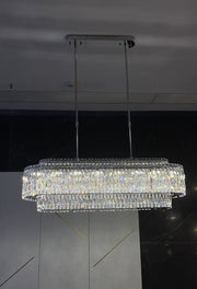 Stunning Modern Rectangle Sliver Ceiling Light Crystal Chandelier For Dining Table/Coffee Table/Living Room/Bedroom