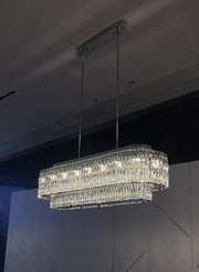 Stunning Modern Rectangle Sliver Ceiling Light Crystal Chandelier For Dining Table/Coffee Table/Living Room/Bedroom