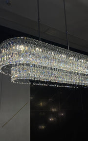 Stunning Modern Rectangle Sliver Ceiling Light Crystal Chandelier For Dining Table/Coffee Table/Living Room/Bedroom