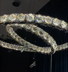 2023 New Light Luxury Crystal Rings Chandelier with Butterfly for Living/Dining Room/ Bedroom, high quality,shining, adjustable, chrome, tiered, crossed