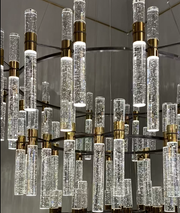 Oversized Modern Luxury 4-tiered Bubble Crystal Icicle Chandelier Designer Light Fixture For High-ceiling Foyer,Hallway,Staircase