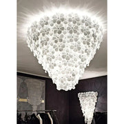 44-Light White Glass Flowers Chandelier