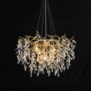 Round Gold Clear Modern Crystal Branch Chandelier