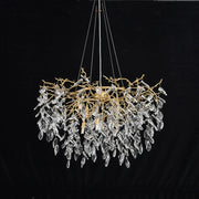 Round Gold Clear Modern Crystal Branch Chandelier