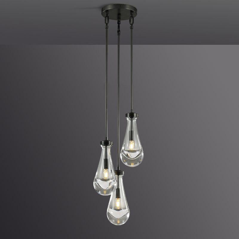 Raindrop Round Chandelier 3-Light 8"