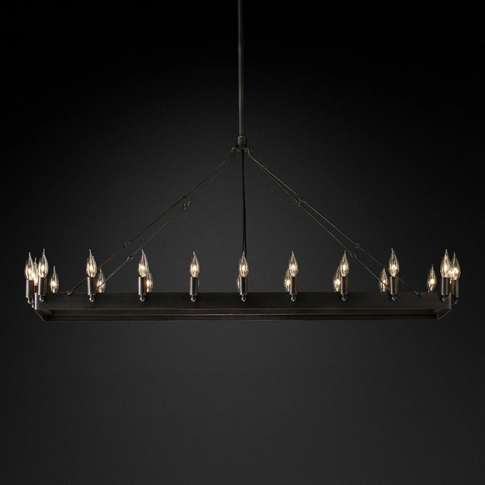 Camina Vintage Candelabra Rectangle Chandelier 52''L