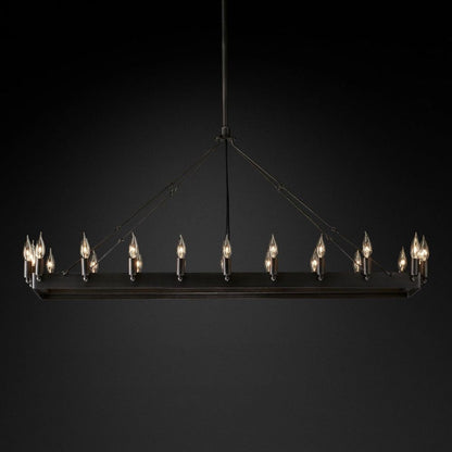 Camina Vintage Candelabra Rectangle Chandelier 52''L