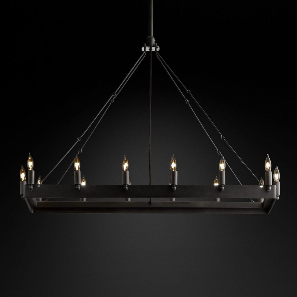 Camina Vintage Candelabra Rectangle Chandelier 41''L
