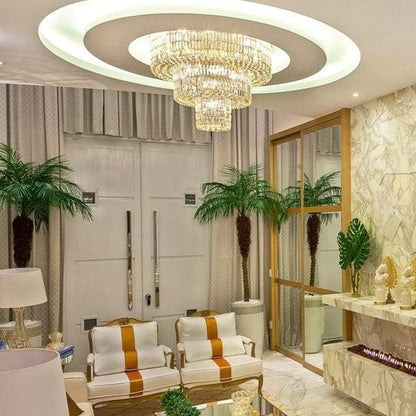 Extra Large GBUd Flush Mount Crystal Light Round 3-layers Decorative Living Room/Dining Room Light Fixture