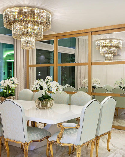 Extra Large GBUd Flush Mount Crystal Light Round 3-layers Decorative Living Room/Dining Room Light Fixture