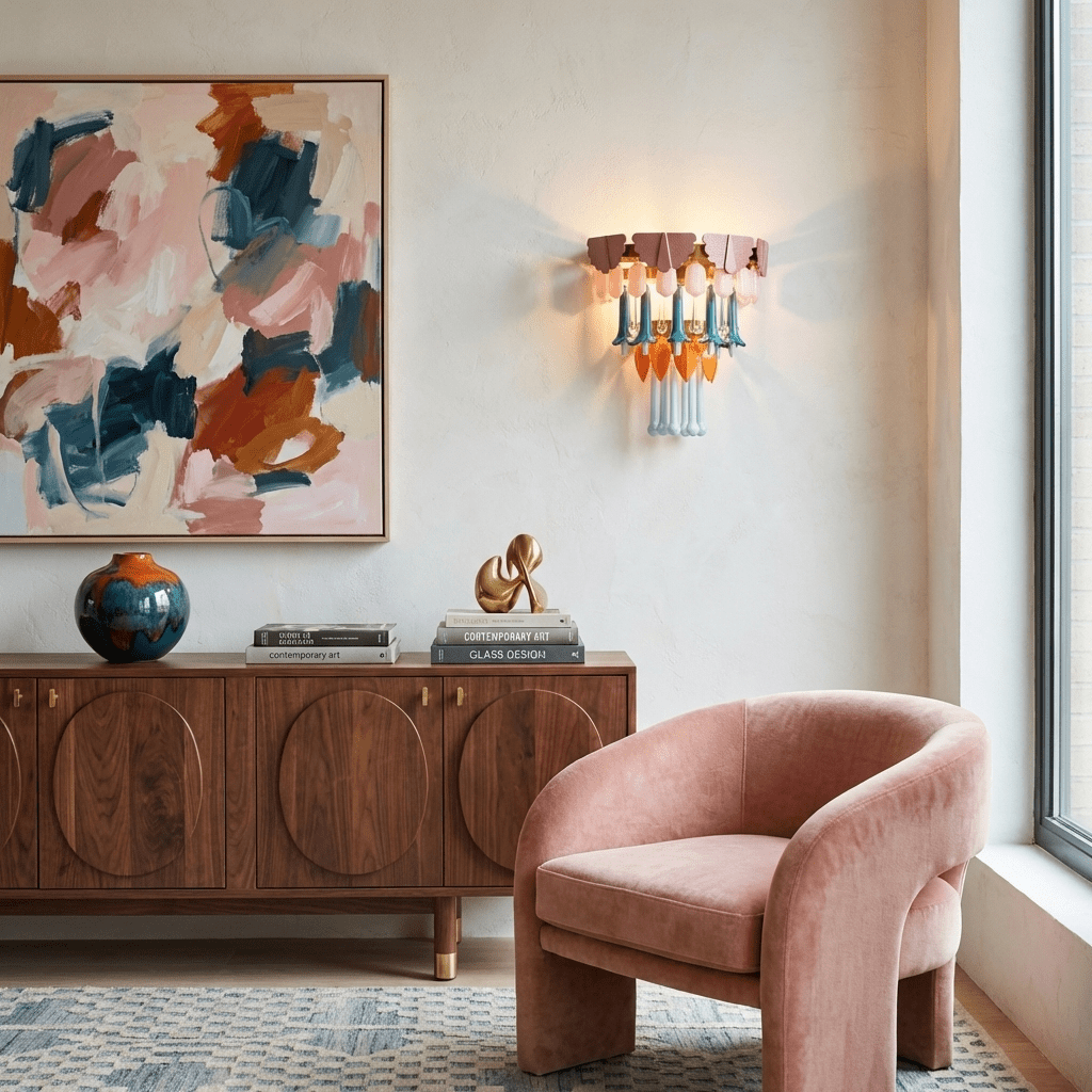 Roselle Ceramic Murano Fringe Wall Lamp by Blush Lighting