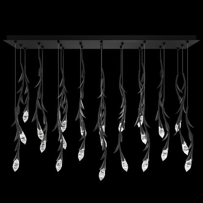 Modern Luxury Floating Branches Floral Crystal Chandelier with Rectangular Canopy for High-ceiling