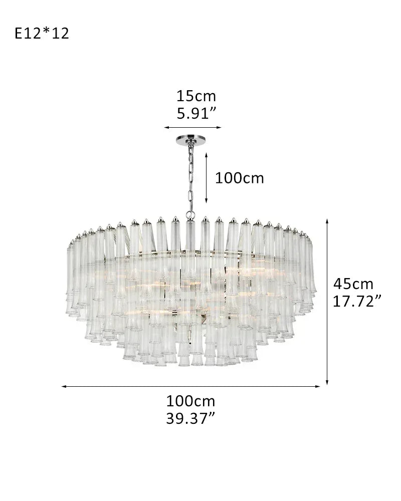 9 Light 20" Wide LED Lorelei Round Tiered Chandelier in Black Chain use for dining room 12-light-D100*H45CM D39.37"*H17.72" Silver American chandelier
