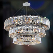 Traditional 3-Ring Modern Crystal Chandelier for Living Room Big Banquet Hall Chandelier Light 48''+36''+24''