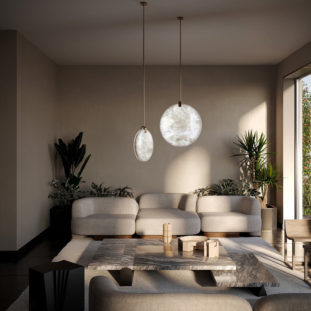 Soho Real Alabaster Disc Pendant Light, Pendant Lamp For Hallway, Staircase Pendant Light KevinstudiBUives   