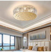 Blushlighting® Round gold crystal ceiling chandelier for living room, dining room, bedroom