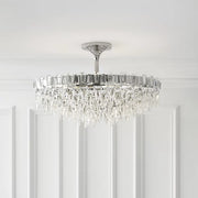 Light Luxury Flush Mount Icicle Crystal Chandelier for Living Room/Bedroom