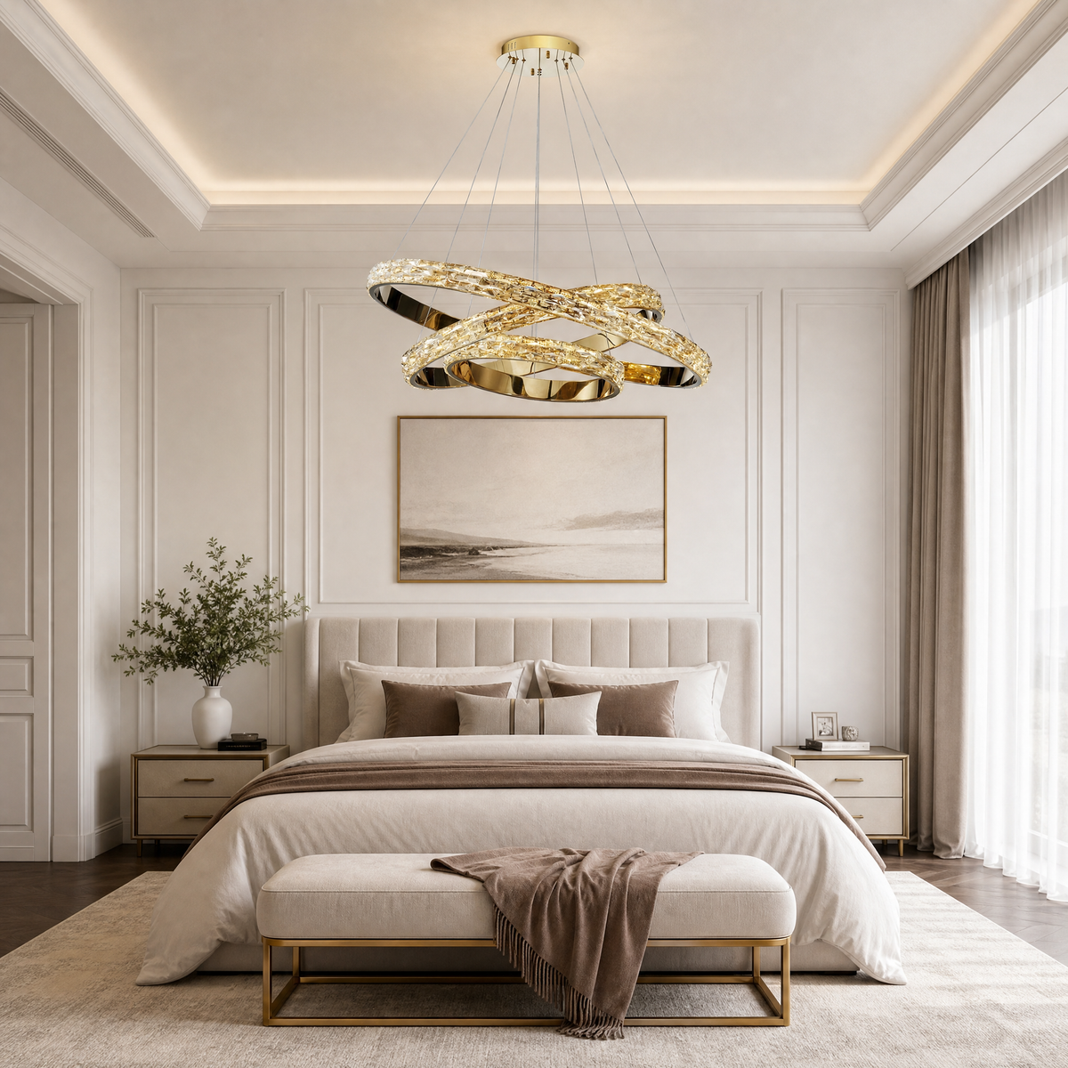 Vega Triple Ring Crystal Chandelier