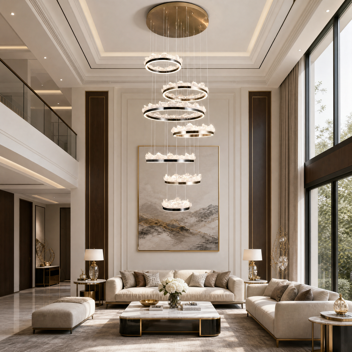 Wind & Wave Modern Sculptural Ring Chandelier