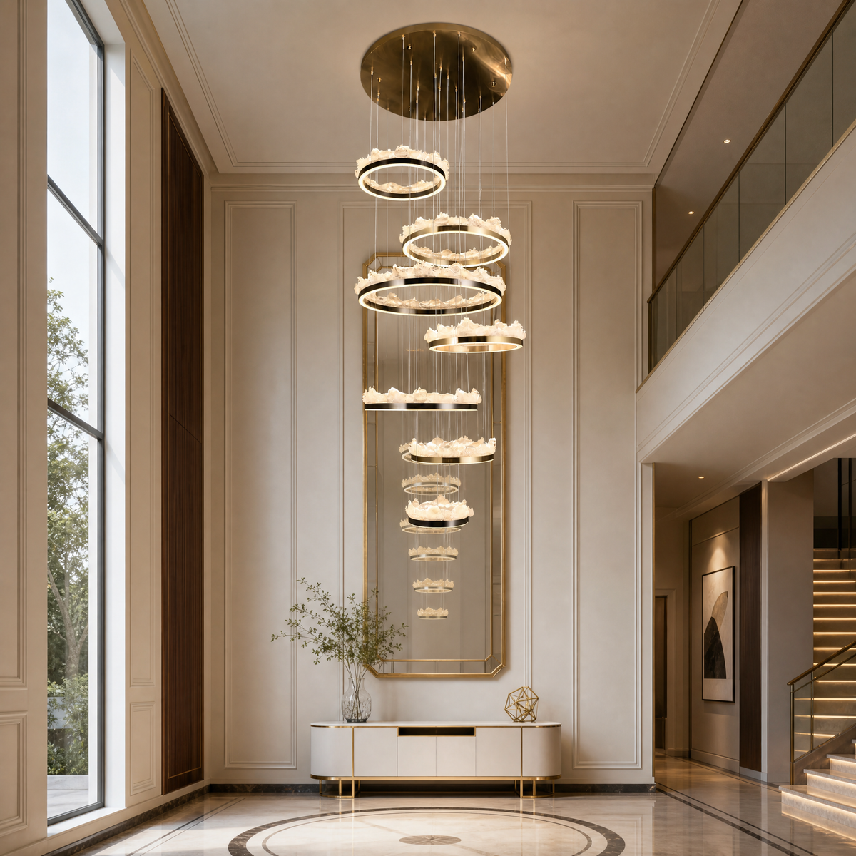 Wind & Wave Modern Sculptural Ring Chandelier