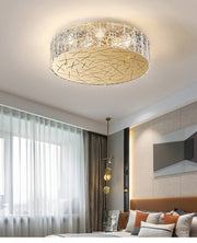 Blushlighting® Round gold crystal ceiling chandelier for living room, dining room, bedroom