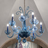 3/12/16-Light Glass Candle Chandelier in Blue Finish Color