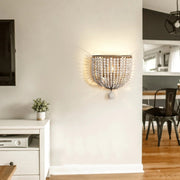 Blushlighting® Retro blue/white wooden bead decorative wall lamp for bedroom, corridor, restaurant