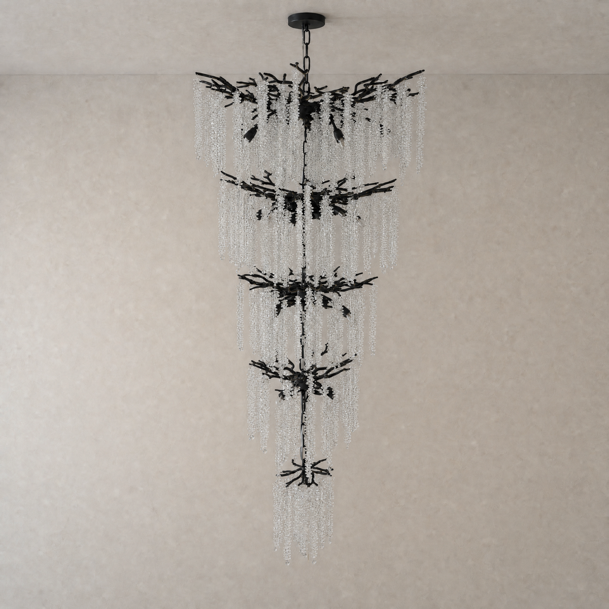 Octagonal Bead Tree Branch Staircase Light Five-Layer - Black 760 - unlit