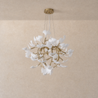 Elegant Ceramic Ginkgo Leaf Chandelier D600 - Matte Gold - unlit