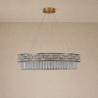 Ice Flake Crystal Round Pendant 31.5 Inch - Gold - unlit