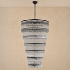 Seven-Tier Striped Column Staircase Chandelier D990 - Black - unlit