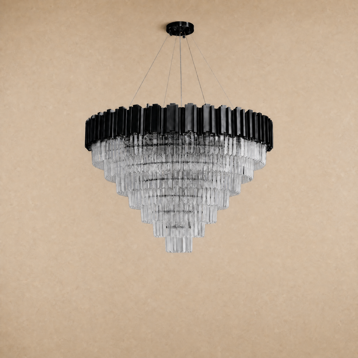 Crystal Round Chandelier in a dining room