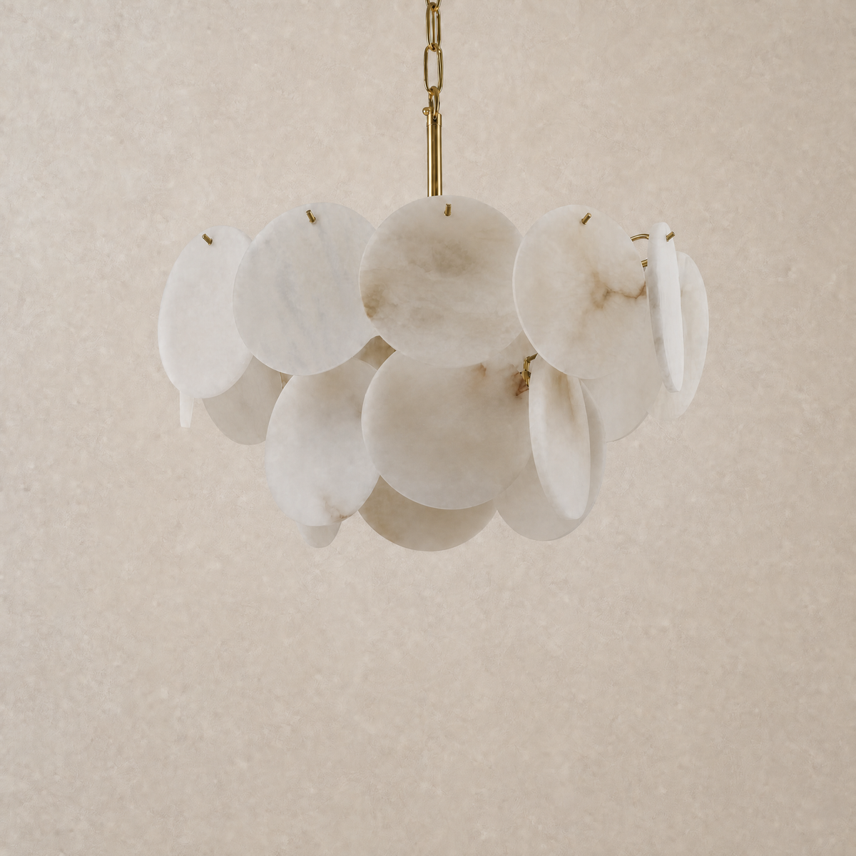 18" Round Alabaster Chandelier - unlit