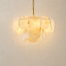 18" Round Alabaster Chandelier - illuminated