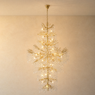 Marquise Double-Layer Branch Staircase Chandelier 2300 - Gold - illuminated