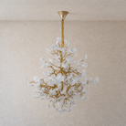 Moon Ring Ceramic Ginkgo Leaf Staircase Chandelier D1200 - Gold - unlit