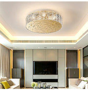 Blushlighting® Round gold crystal ceiling chandelier for living room, dining room, bedroom