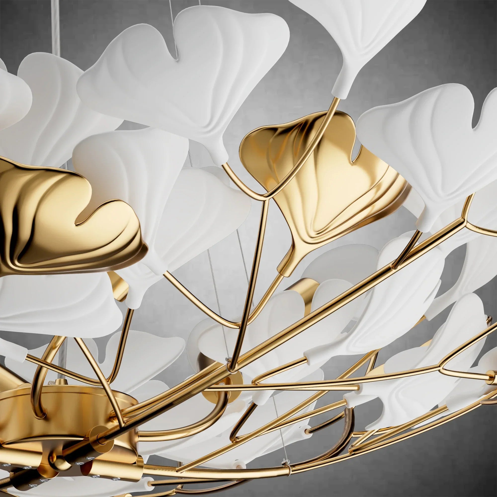Branch Chandelier White Ceramic Ginkgo Leaf Chandeliers