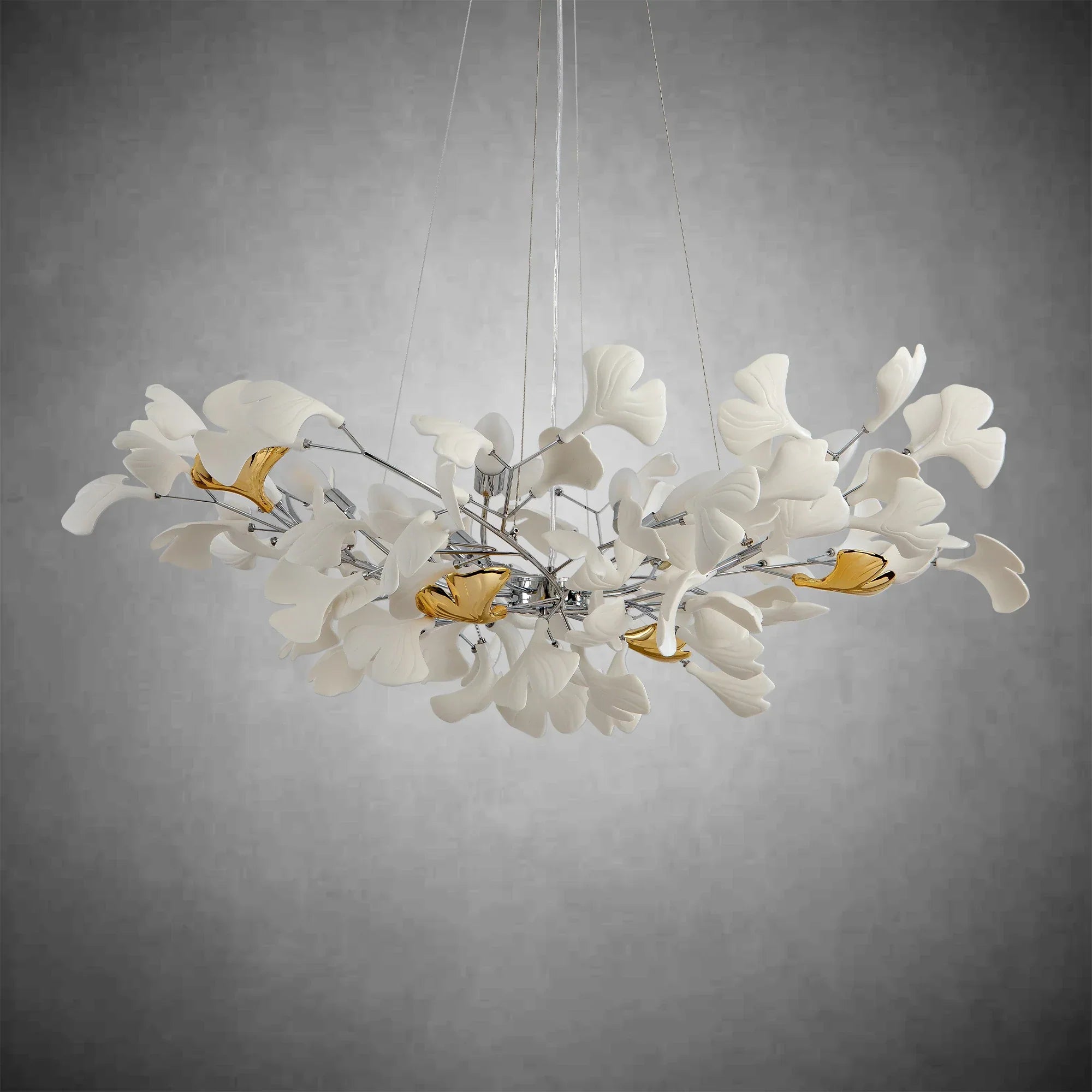 Branch Chandelier White Ceramic Ginkgo Leaf Chandeliers