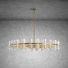 Elegant 48-inch Polished Brass Round Crystal Chandelier Luxury Lighting