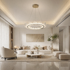 Glass Ring Chandelier in a dining room